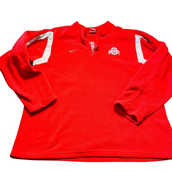 Vintage Y2K Ohio State Buckeyes Nike Quarter Zip Fleece Pullover Sweatshirt L - Picture 1 of 4